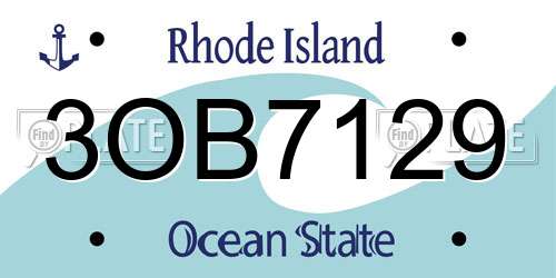 3OB7129 Rhode Island License Plate