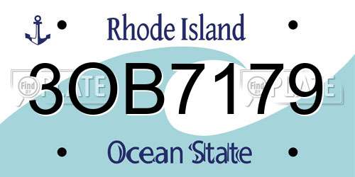 3OB7179 Rhode Island License Plate