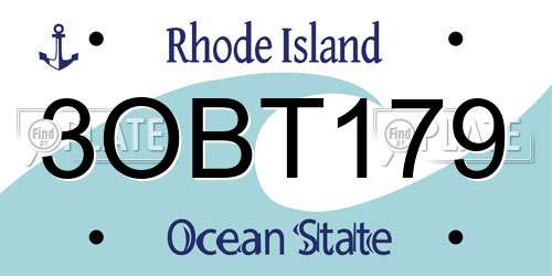 3OBT179 Rhode Island License Plate