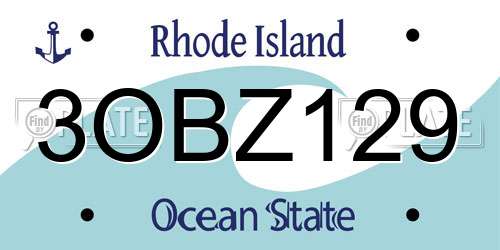 3OBZ129 Rhode Island License Plate