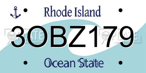 3OBZ179 Rhode Island License Plate
