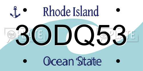 3ODQ53 Rhode Island License Plate