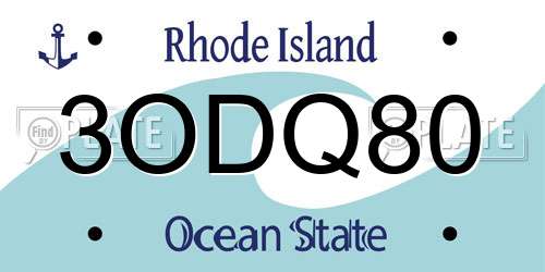 3ODQ80 Rhode Island License Plate