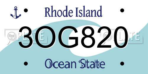 3OG820 Rhode Island License Plate
