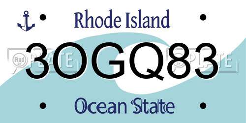 3OGQ83 Rhode Island License Plate