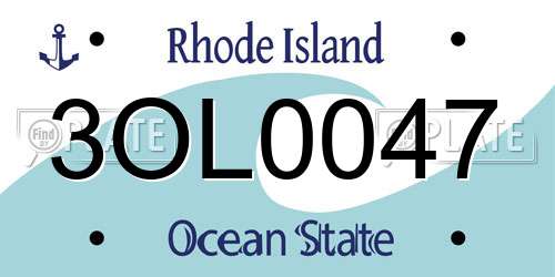3OL0047 Rhode Island License Plate