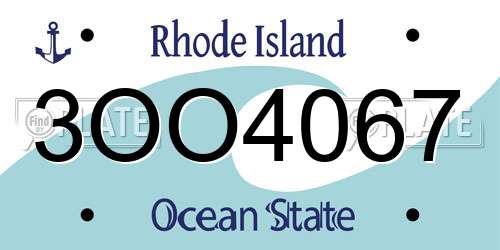 3OO4067 Rhode Island License Plate