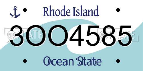 3OO4585 Rhode Island License Plate