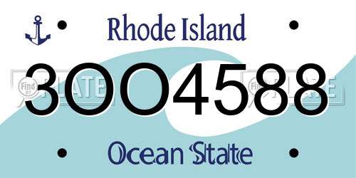 3OO4588 Rhode Island License Plate