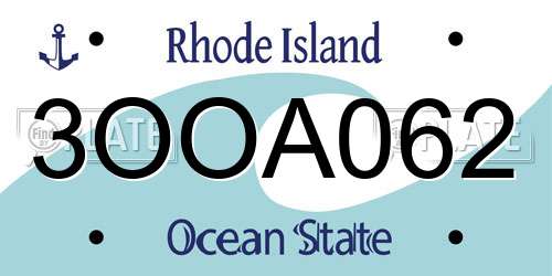 3OOA062 Rhode Island License Plate