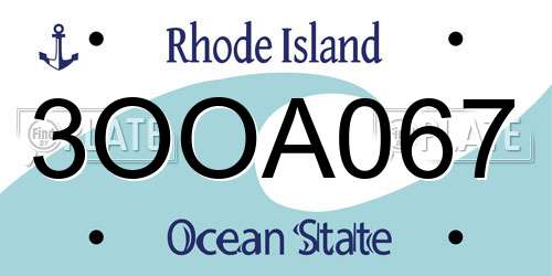 3OOA067 Rhode Island License Plate