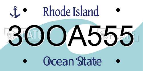 3OOA555 Rhode Island License Plate