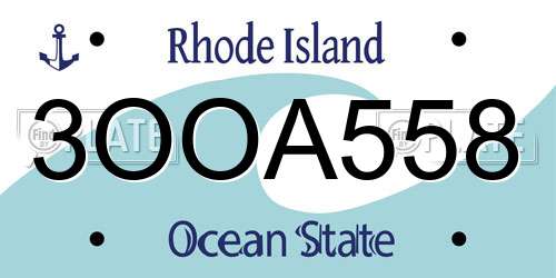 3OOA558 Rhode Island License Plate