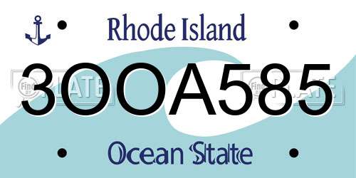 3OOA585 Rhode Island License Plate
