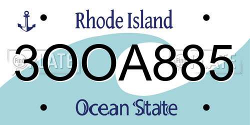 3OOA885 Rhode Island License Plate