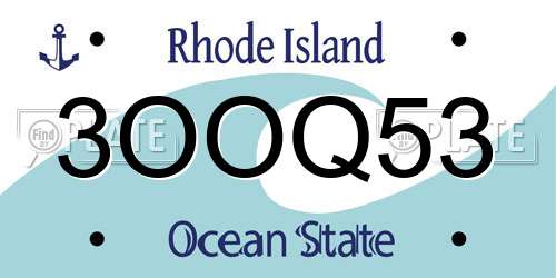 3OOQ53 Rhode Island License Plate