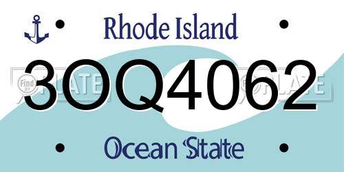 3OQ4062 Rhode Island License Plate