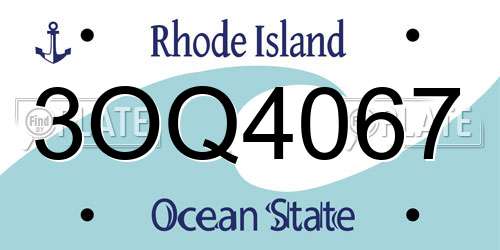 3OQ4067 Rhode Island License Plate