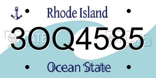 3OQ4585 Rhode Island License Plate