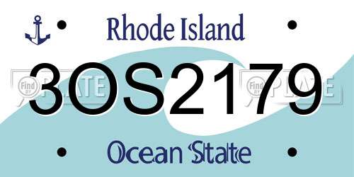 3OS2179 Rhode Island License Plate