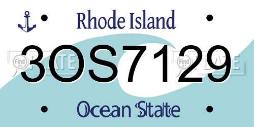 3OS7129 Rhode Island License Plate