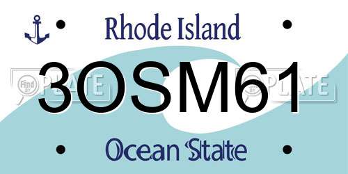 3OSM61 Rhode Island License Plate