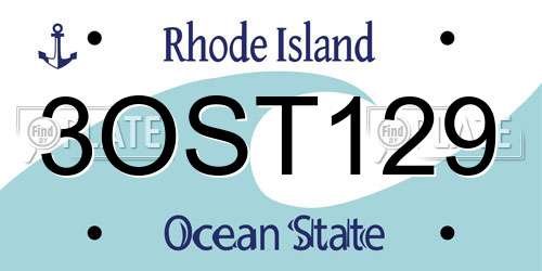 3OST129 Rhode Island License Plate