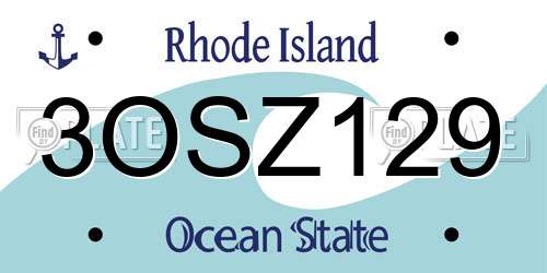3OSZ129 Rhode Island License Plate