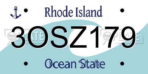 3OSZ179 Rhode Island License Plate