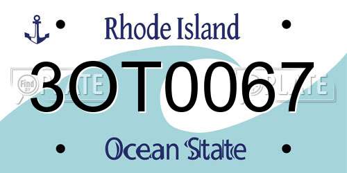 3OT0067 Rhode Island License Plate