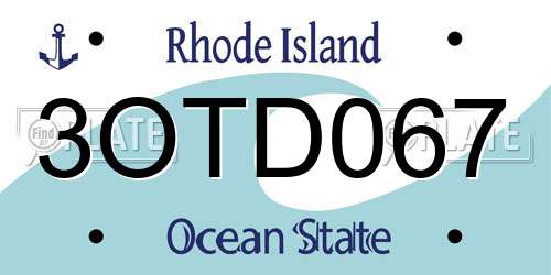 3OTD067 Rhode Island License Plate