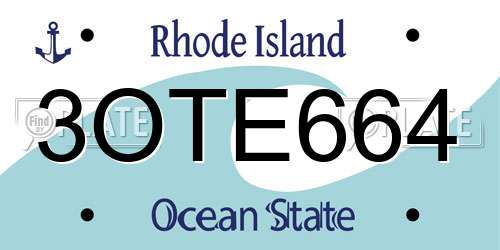 3OTE664 Rhode Island License Plate