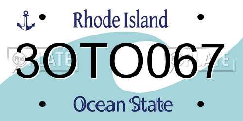 3OTO067 Rhode Island License Plate