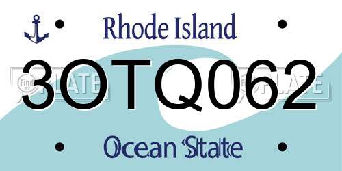 3OTQ062 Rhode Island License Plate