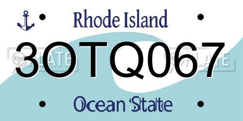 3OTQ067 Rhode Island License Plate