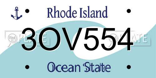3OV554 Rhode Island License Plate
