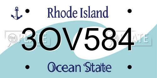 3OV584 Rhode Island License Plate