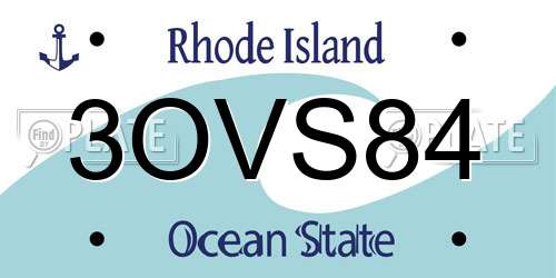 3OVS84 Rhode Island License Plate