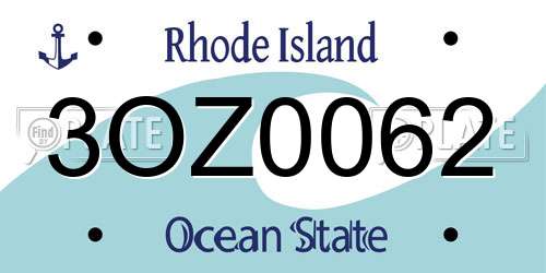 3OZ0062 Rhode Island License Plate