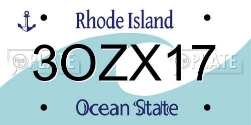 3OZX17 Rhode Island License Plate