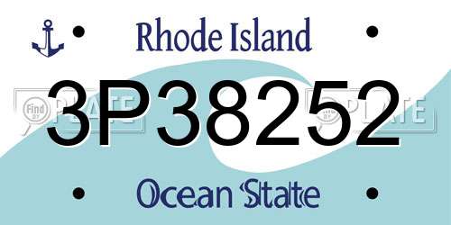 3P38252 Rhode Island License Plate