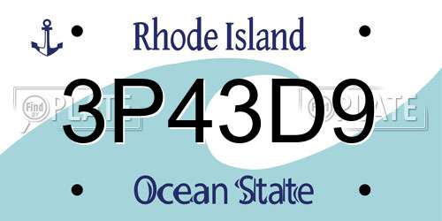 3P43D9 Rhode Island License Plate