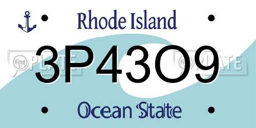 3P43O9 Rhode Island License Plate