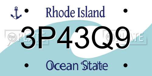 3P43Q9 Rhode Island License Plate