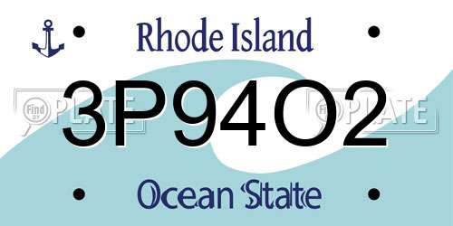 3P94O2 Rhode Island License Plate