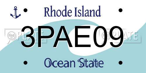 3PAE09 Rhode Island License Plate