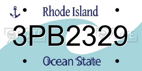 3PB2329 Rhode Island License Plate