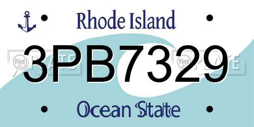 3PB7329 Rhode Island License Plate