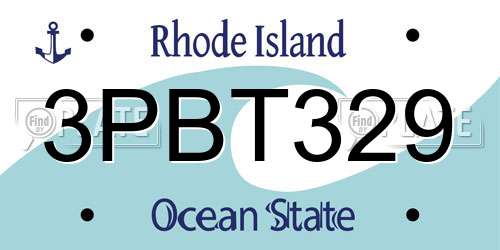 3PBT329 Rhode Island License Plate