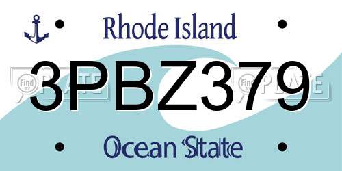 3PBZ379 Rhode Island License Plate